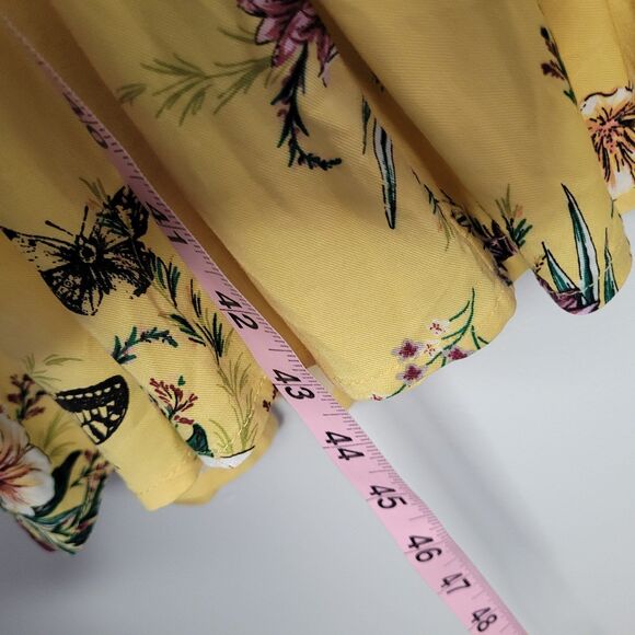 TORRID Yellow Butterfly Floral Print Empire Waist Short Sleeve Challis size 5x - Picture 8 of 8